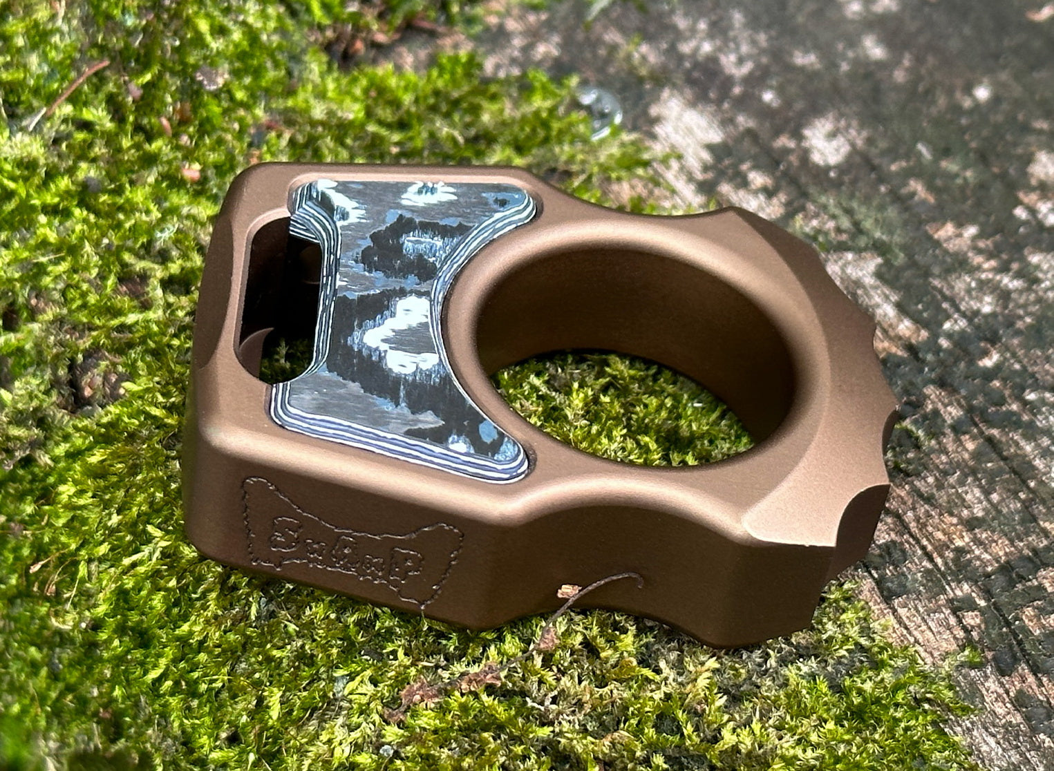 Small Aluminum Bronze Anodized EDC Knuckle Bottle Opener Swampy Alligator 6