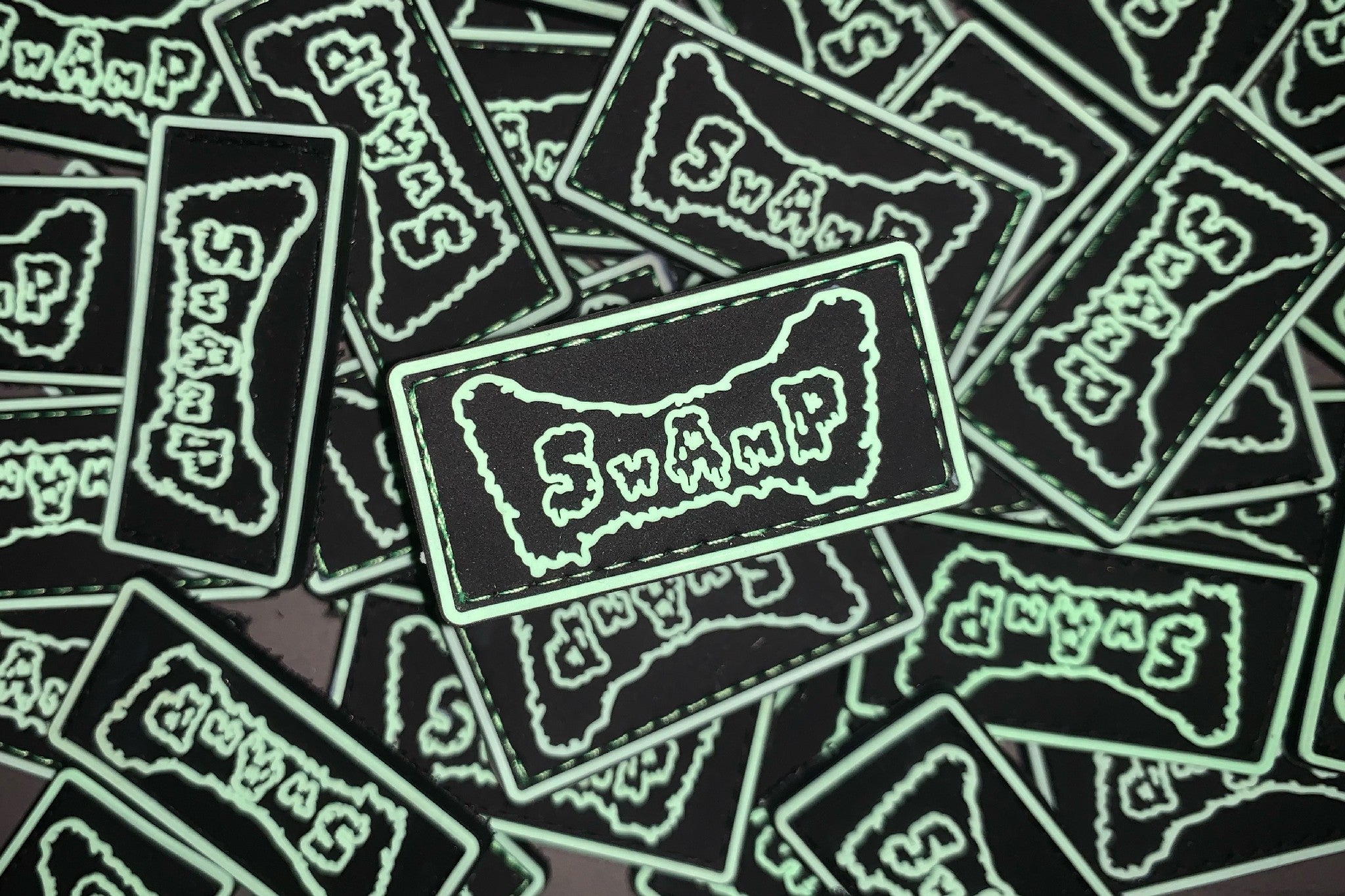 Pvc Black and White Glow in the Dark Edc 2 pcs. Velcro Patches Swamp 2