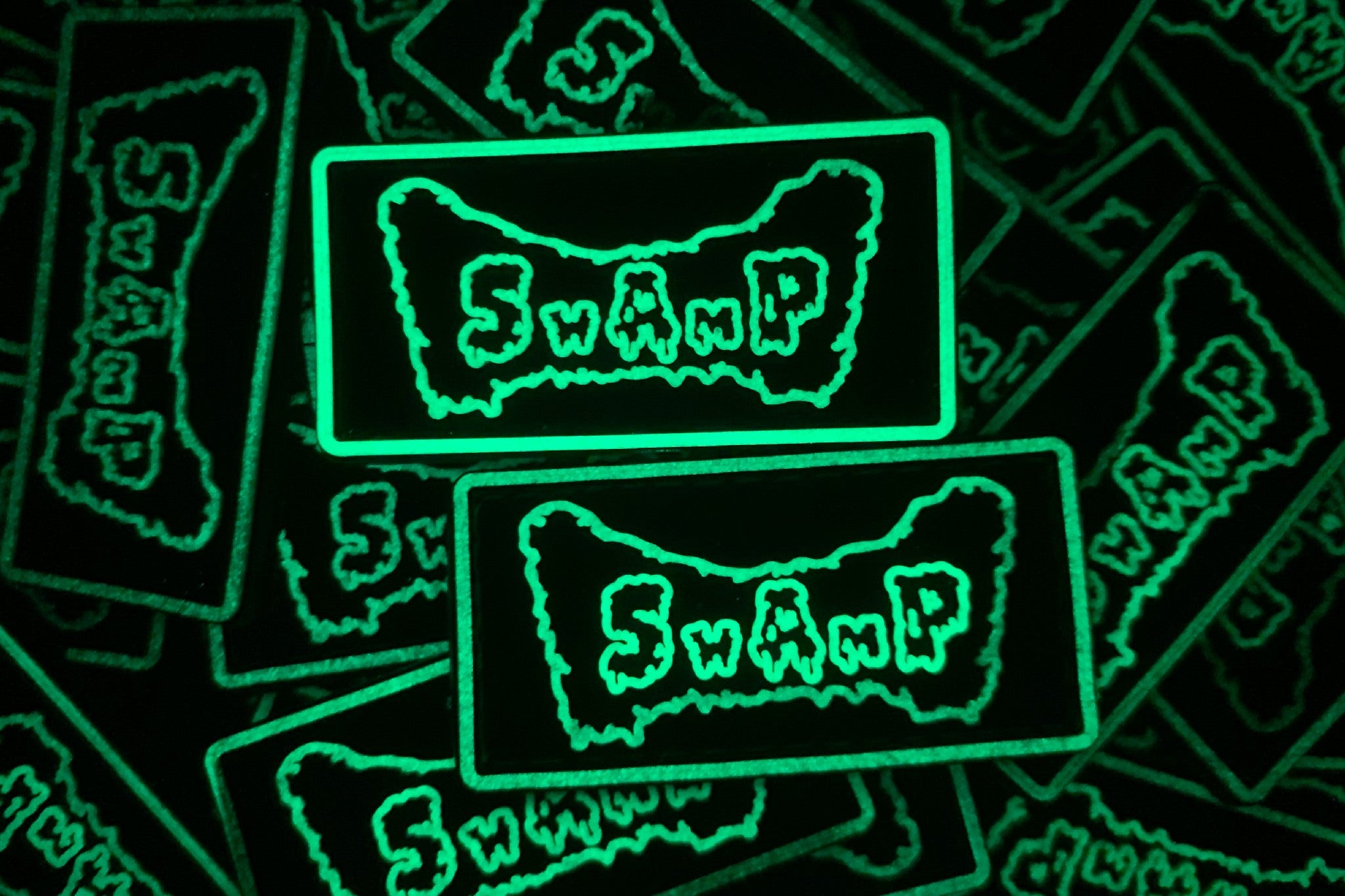 Pvc Black and White Glow in the Dark Edc 2 pcs. Velcro Patches Swamp 1
