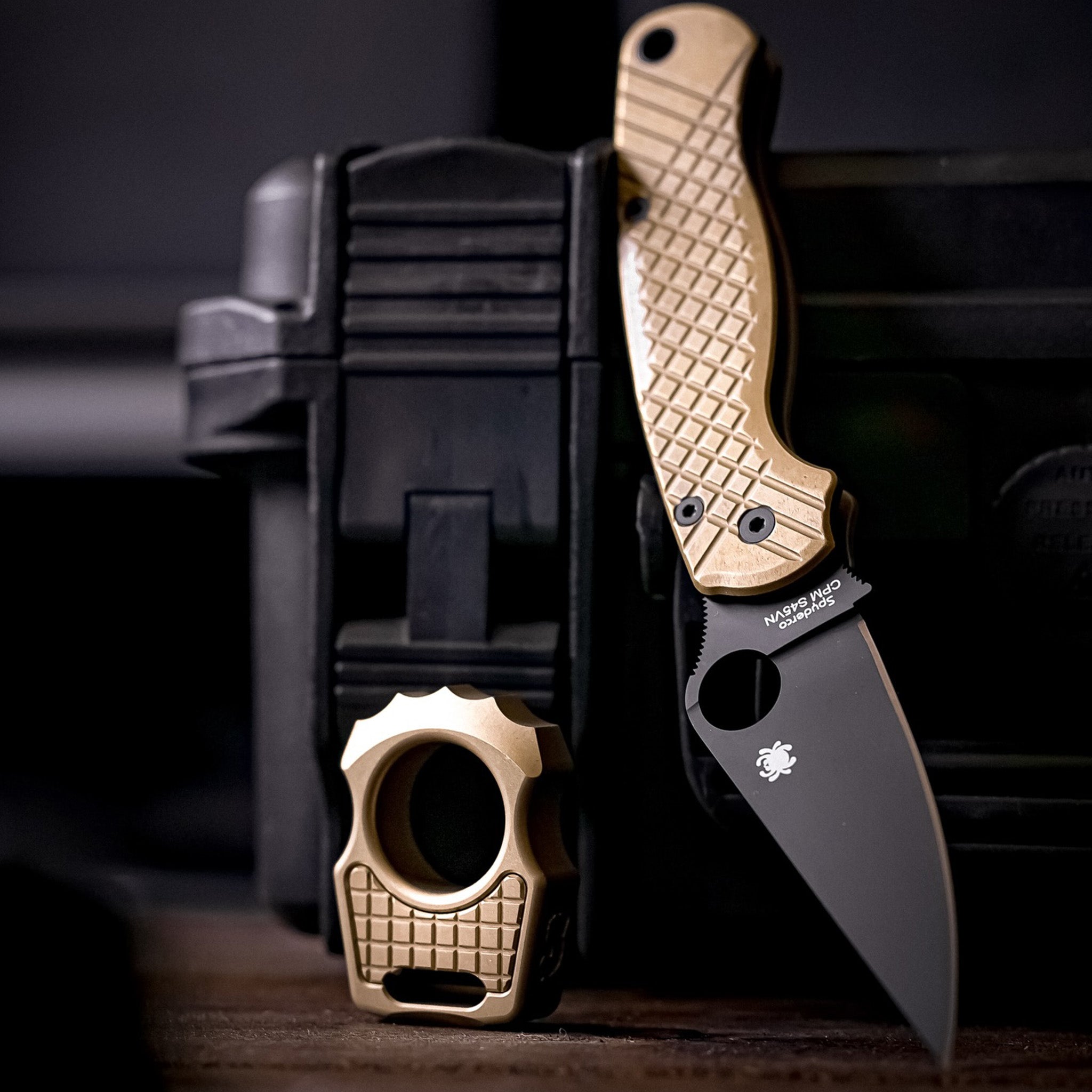 Set of Brass Edc Knuckle Swampy Alligator & Replaceable Brass Inlay Frag Pattern