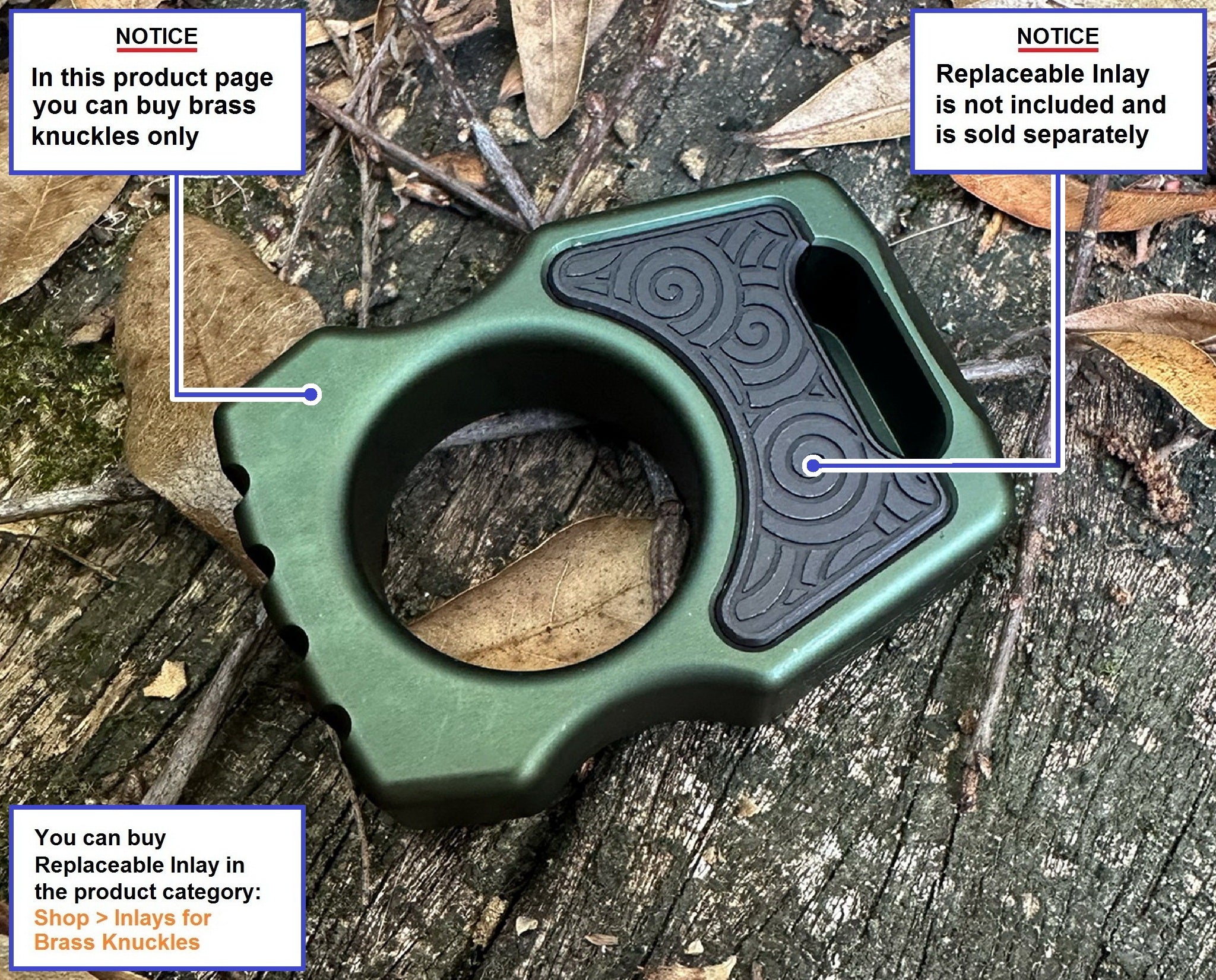 Custom Aluminum Single Finger Brass Knuckles - Swampy Whale - EDC Bottle Opener - Olive Green Anodized