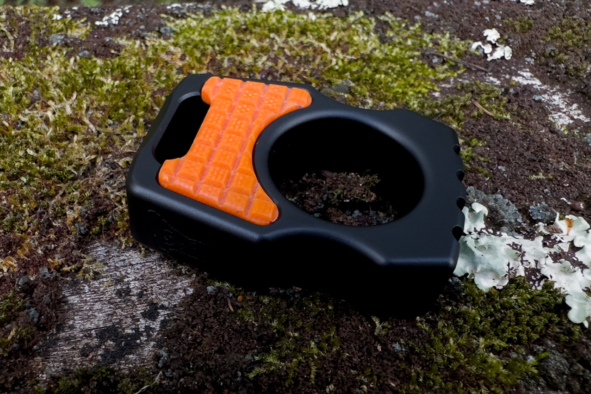 Orange G-10 Inlay Relief Square Pattern for Customization Knuck 5