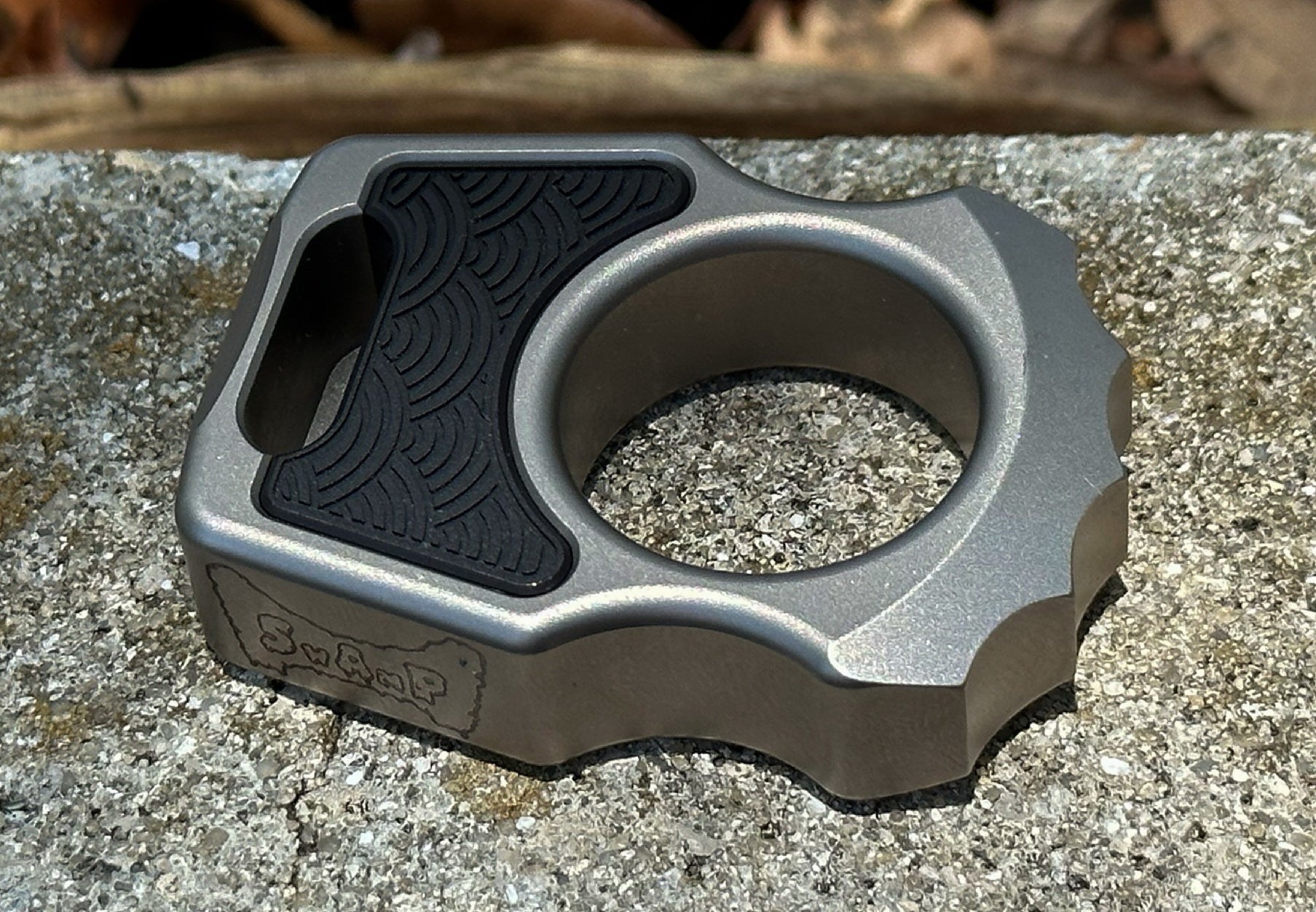 Black Aluminum Inlay Seigaiha for Personalization Knuckles EDC 5