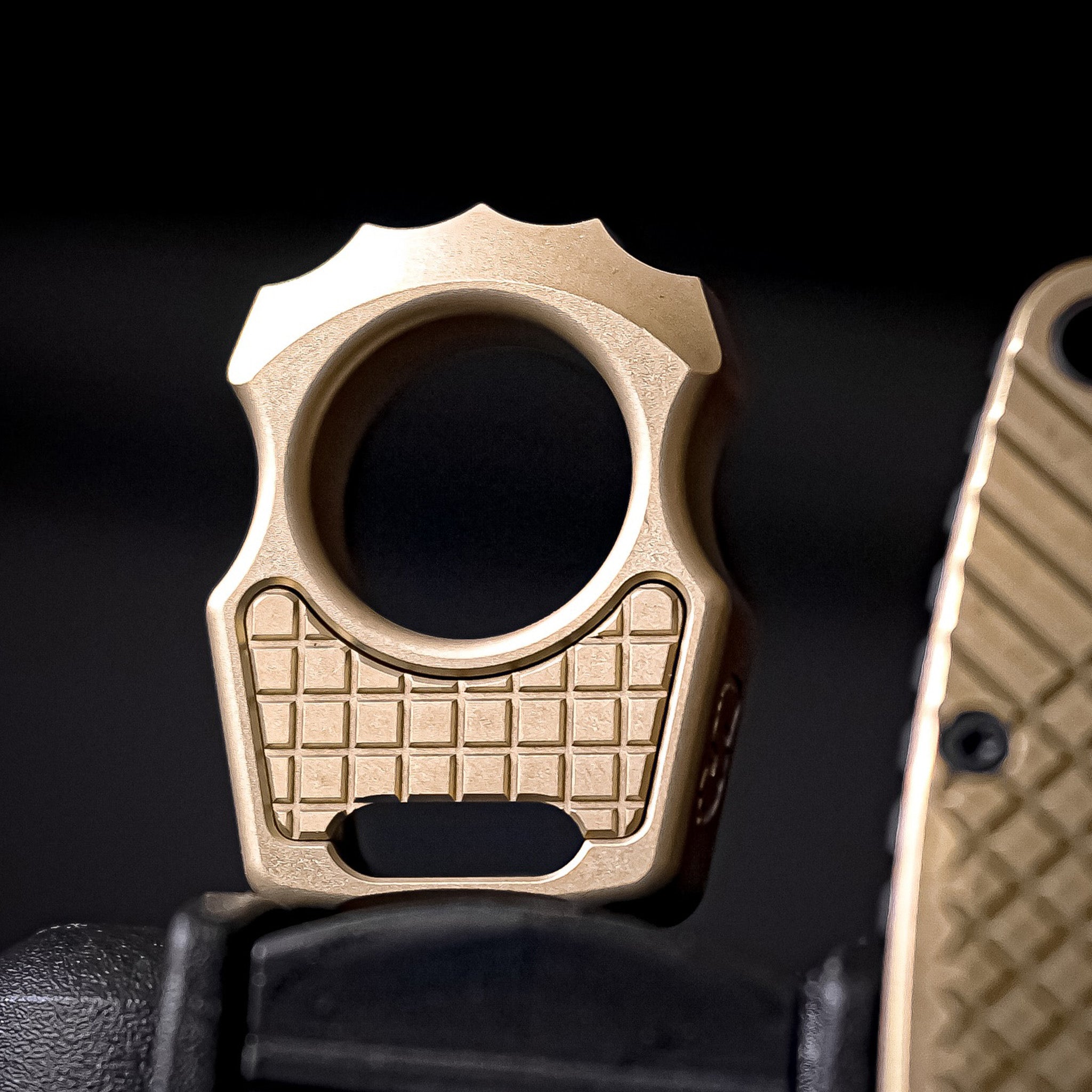 Set of Brass Edc Knuckle Swampy Alligator & Replaceable Brass Inlay Frag Pattern