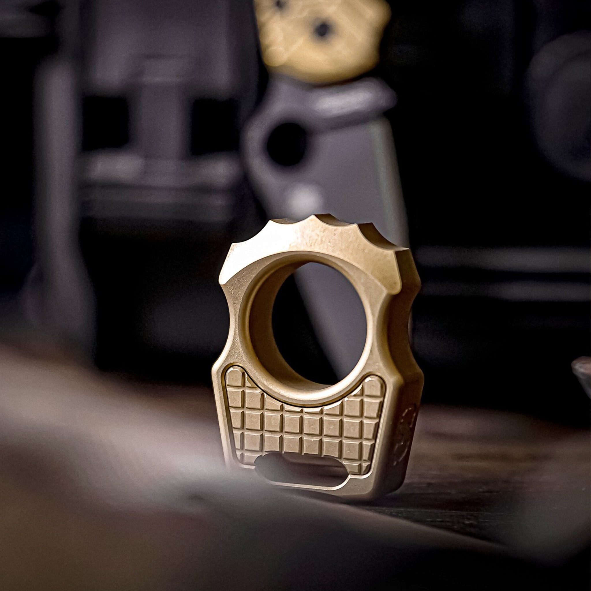 Set of Brass Edc Knuckle Swampy Alligator & Replaceable Brass Inlay Frag Pattern