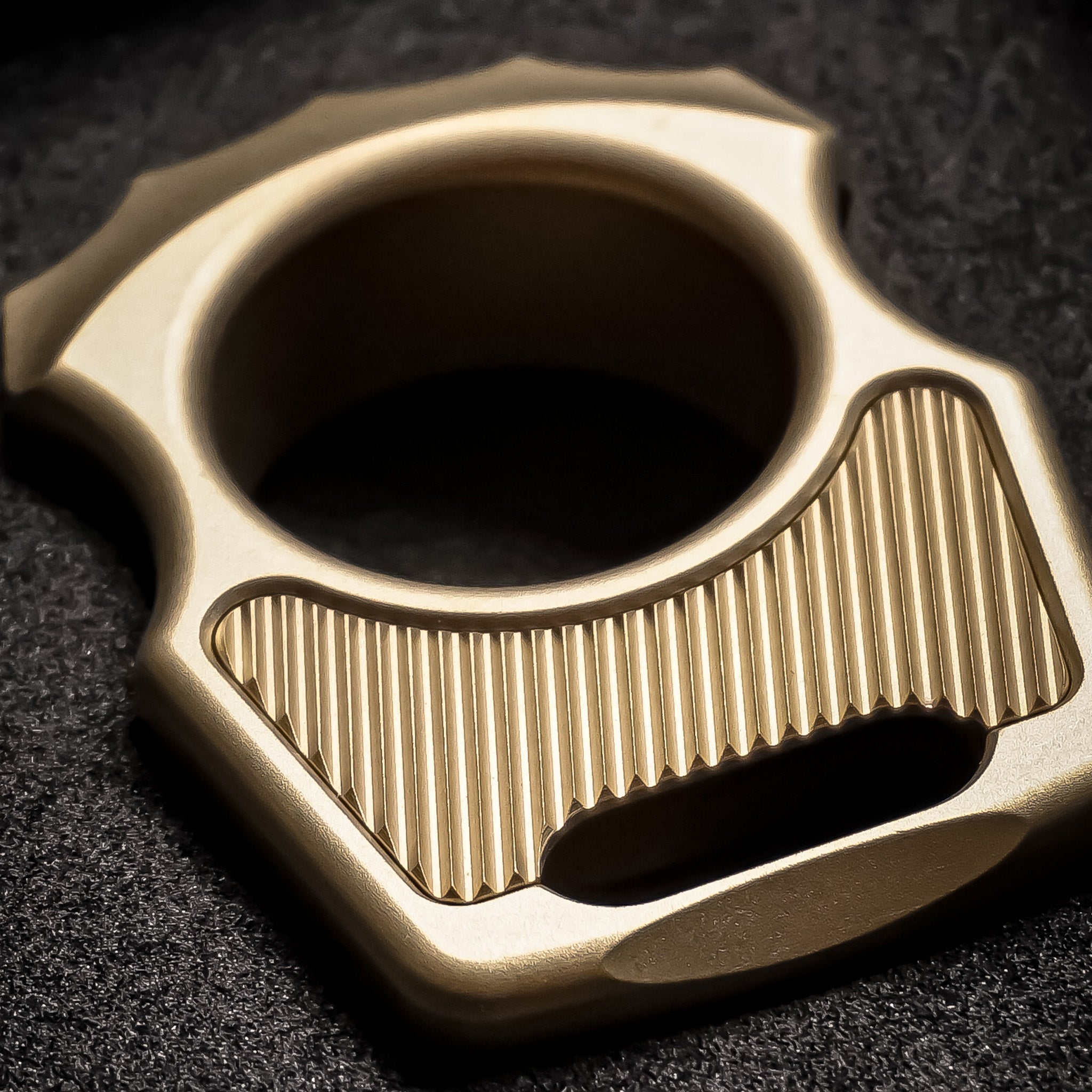 Set of Brass Knucks Edc Swampy Alligator & Replaceable Brass Inlay Diagonal Lines Pattern