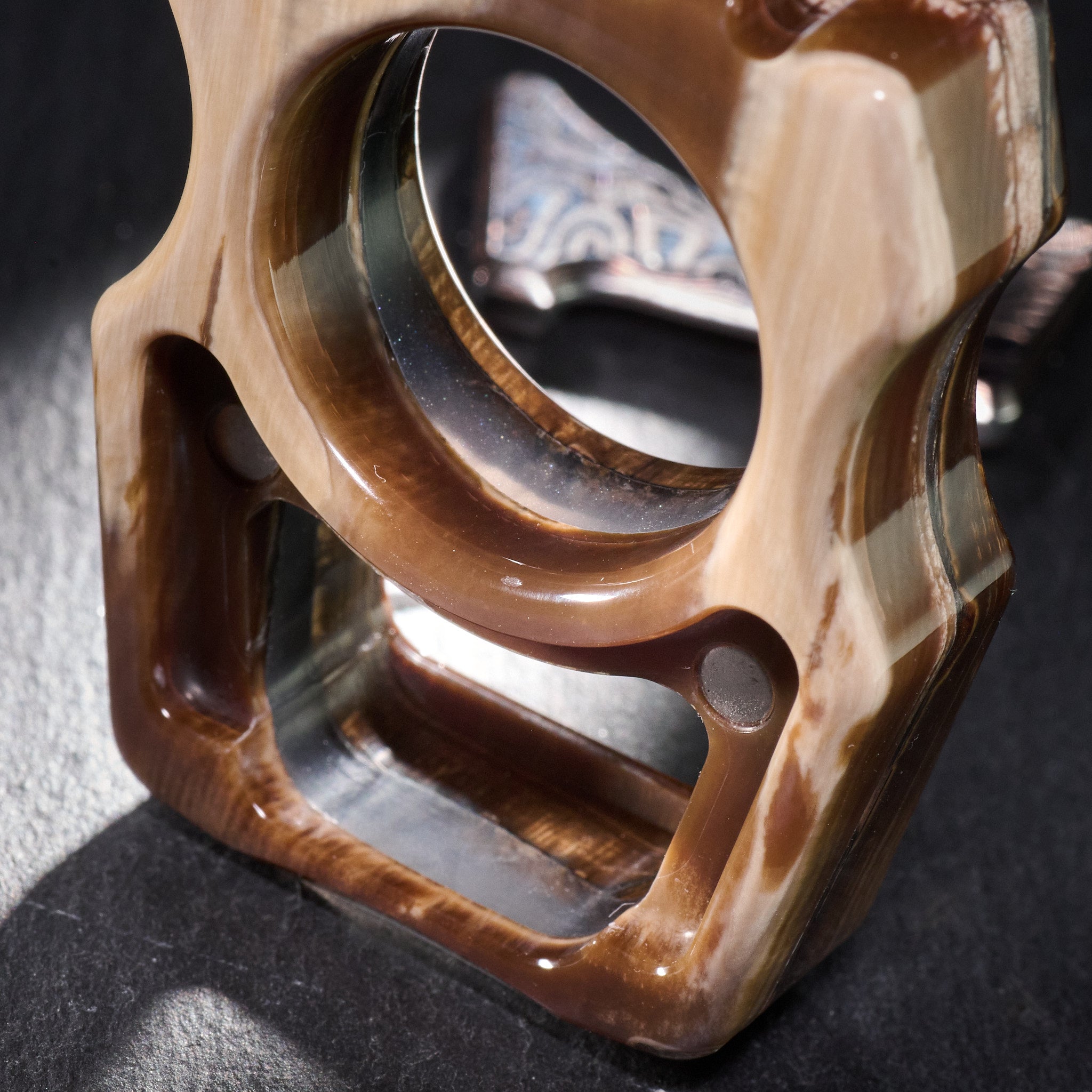 Stabilized Anancus Tusk Keychain Luxury Swampy Whale & Inlay CopperMai Damascus Raindrop
