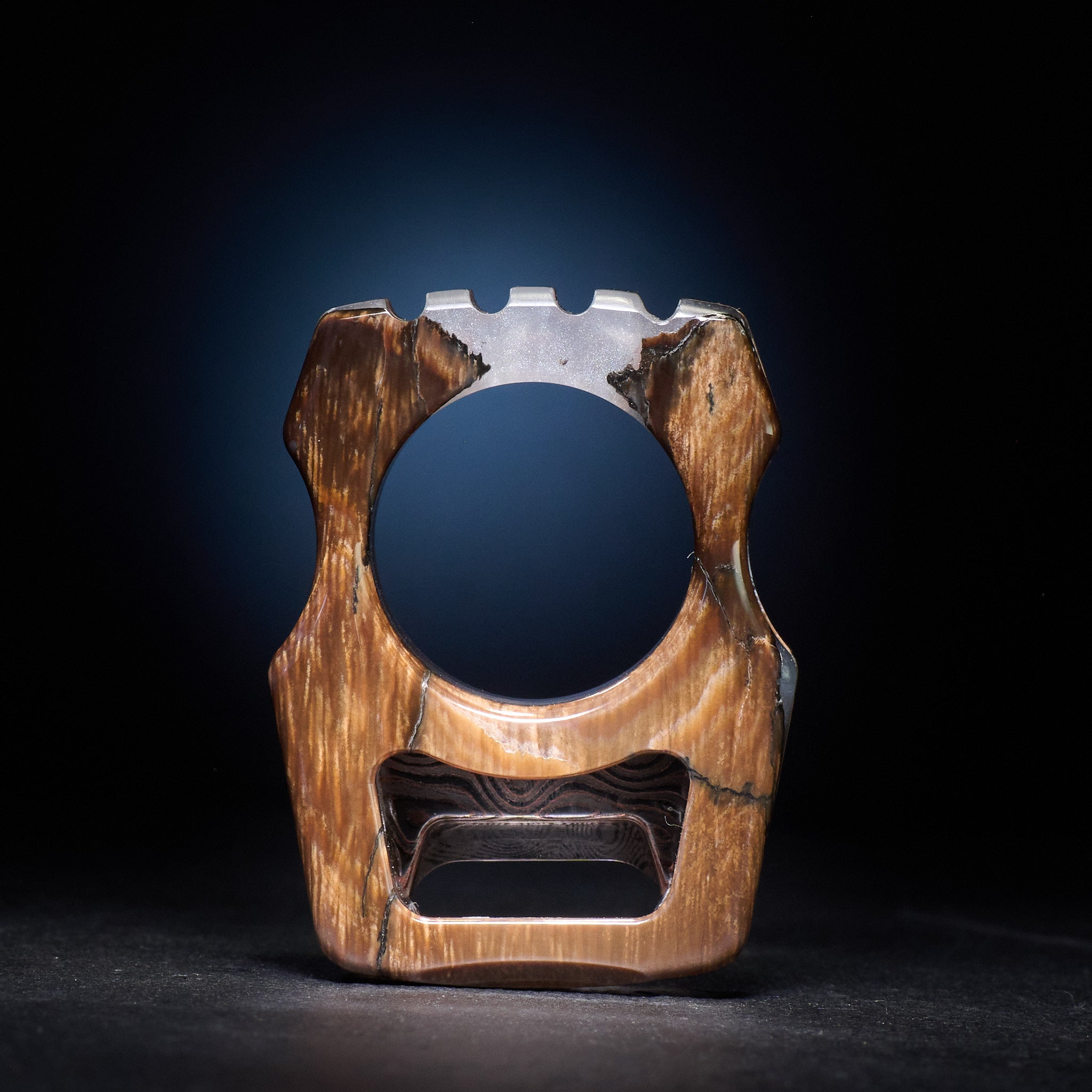 Stabilized Anancus Tusk Keychain Luxury Swampy Whale & Inlay CopperMai Damascus Raindrop