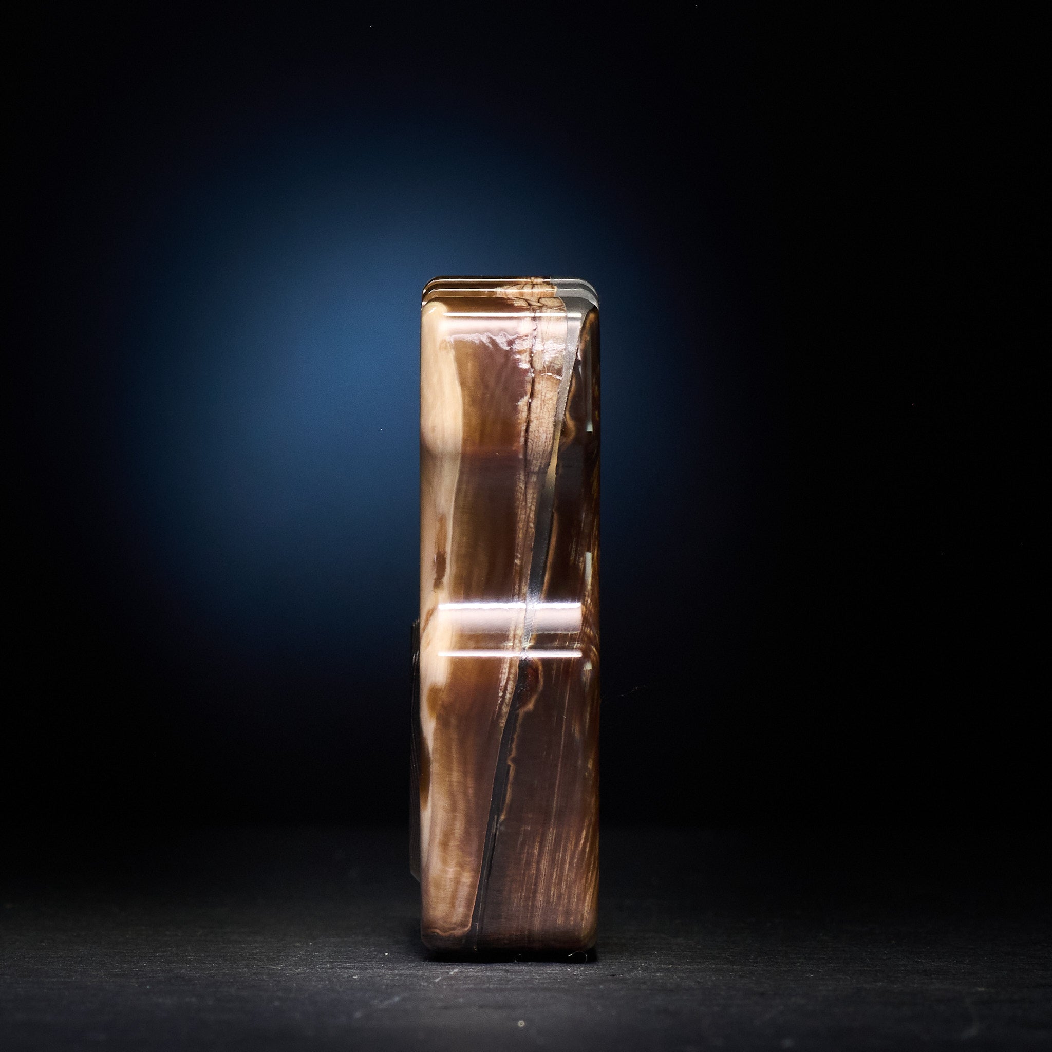 Stabilized Anancus Tusk Keychain Luxury Swampy Whale & Inlay CopperMai Damascus Raindrop