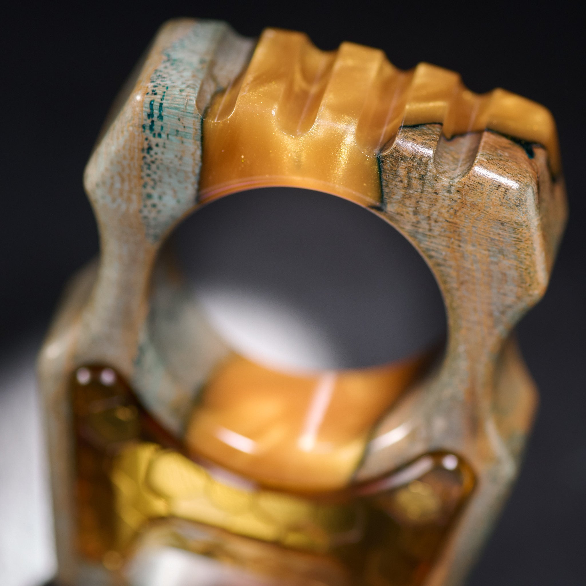 Stabilized Wood Edc Keychain Swampy Whale & Inlay Ultem Honeycomb Mark 3
