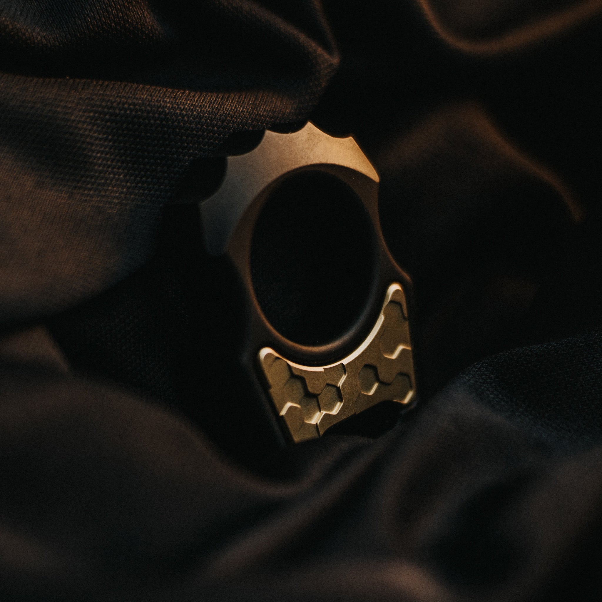 Set of Titanium Edc Keychain Swampy Alligator Cerakote Armor Black & Replaceable Brass Honeycomb Mark 2 Inlay